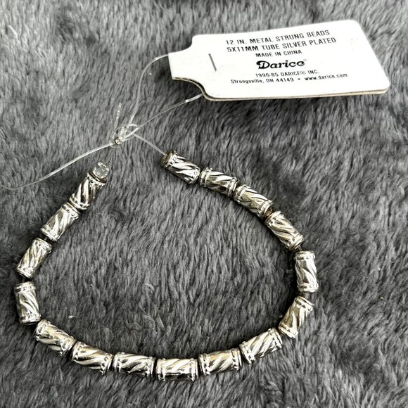 Darice Silver Plated Metal Strung Beads 5x11mm Jewelry Making Findings NWT - Picture 2 of 4